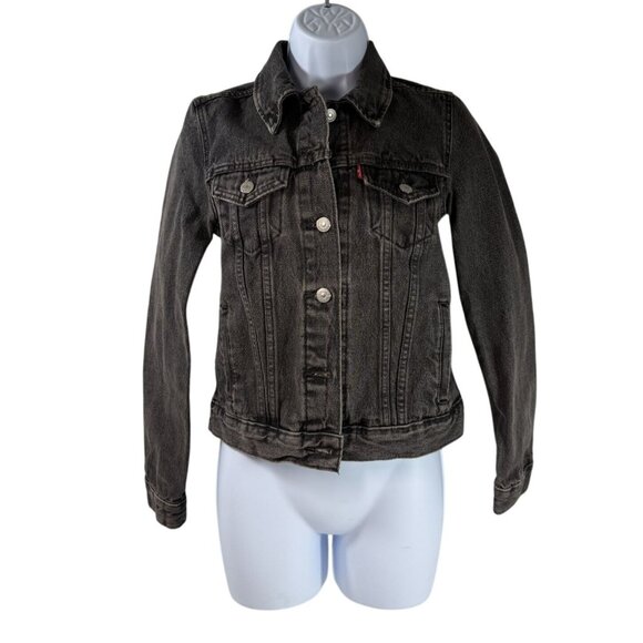Levi Strauss & Company Women's Original Washed Black Denim Trucker Jacket Sz XS - Picture 1 of 16